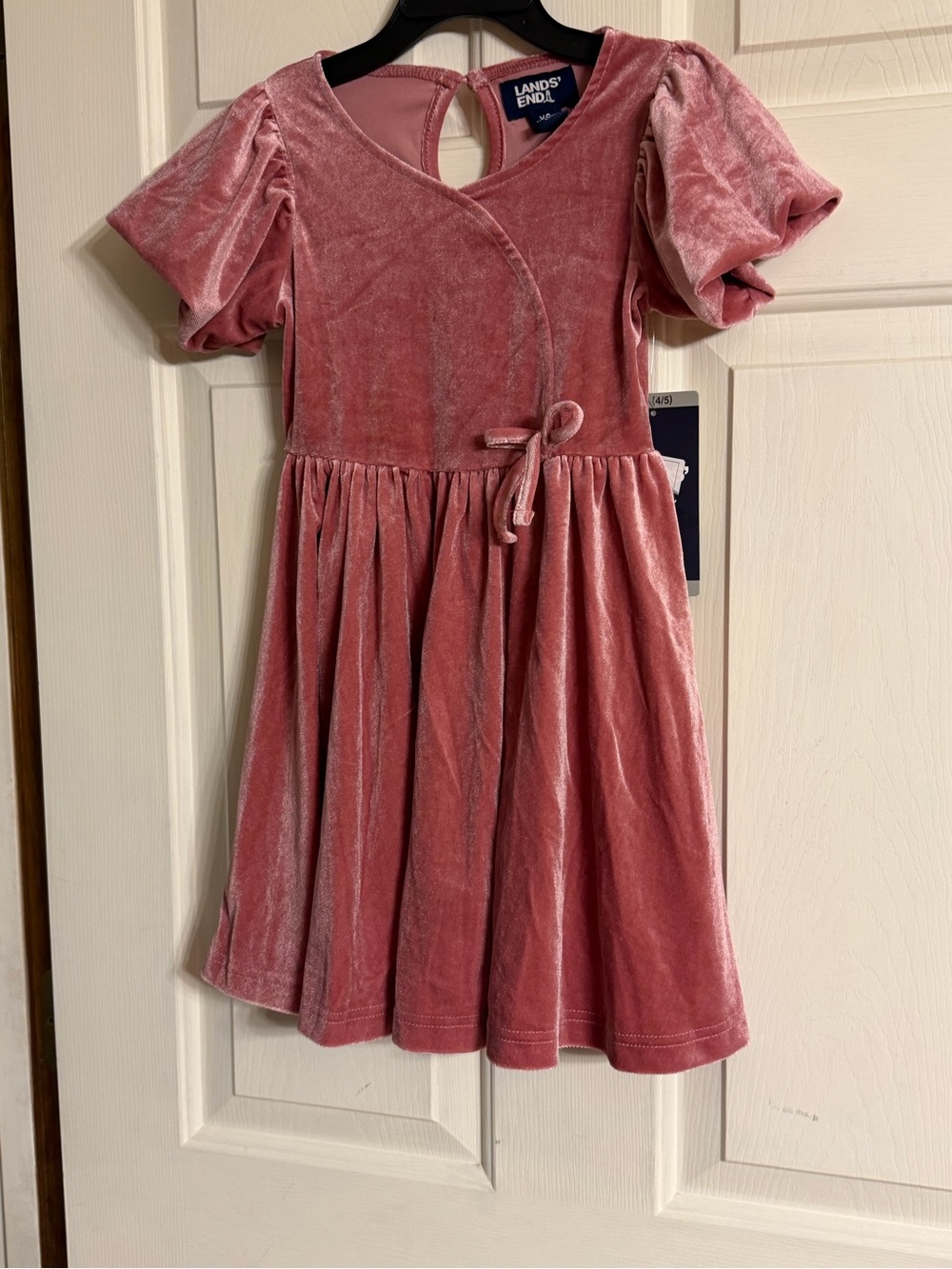 Lands' End Velvet Dusty Rose Wrap-Style Dress Size XS 4/5 NWT